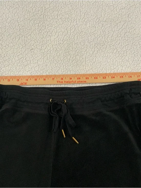 Calvin Klein Velour Pants Women's 1X Black Pull On Elastic Waist Comfy Wide Leg - Picture 11 of 16